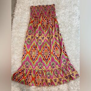 Moda International Silk Strapless Dress Multicolored Size M NWT